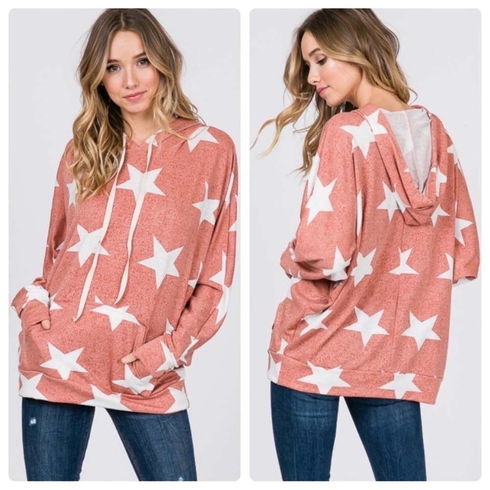 New!! Loose Fit Hooded Star Top